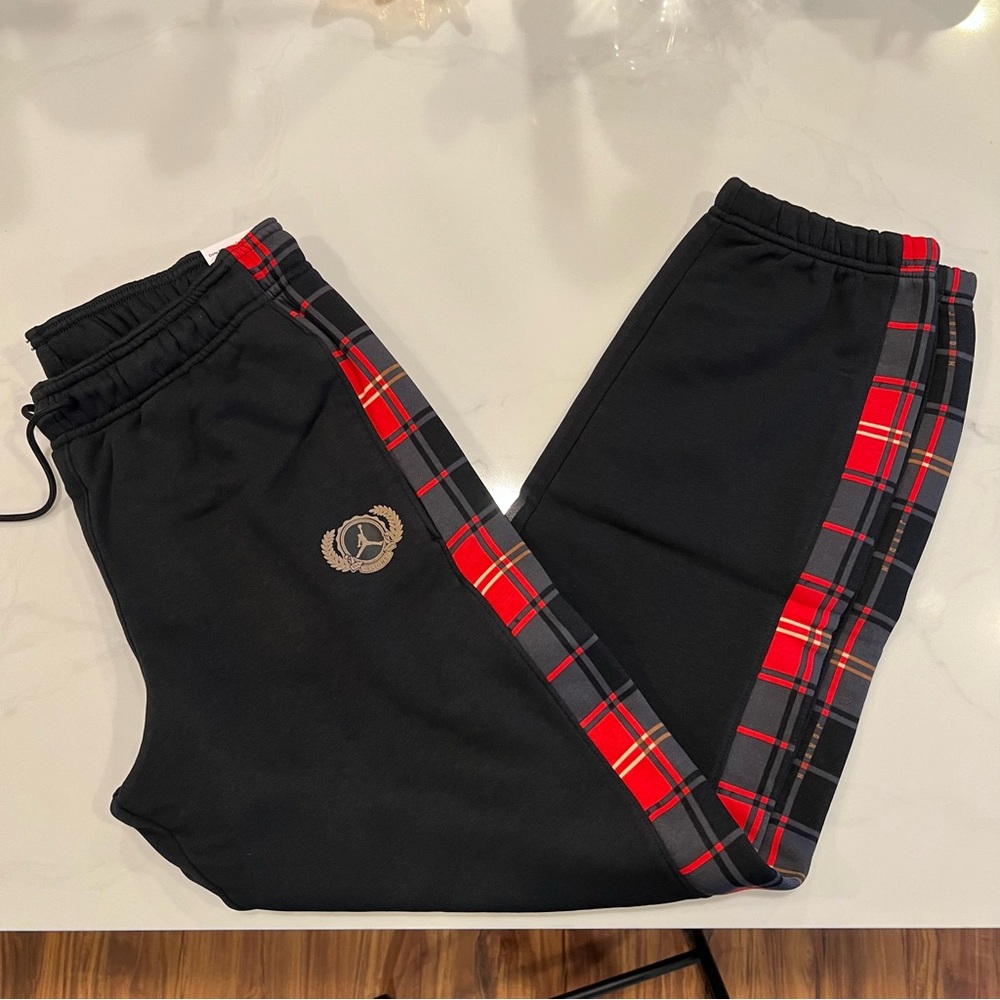 Jordan Women’s Black Plaid Air Jumpman Flight Active Jogger Sweat Pants Size XXL